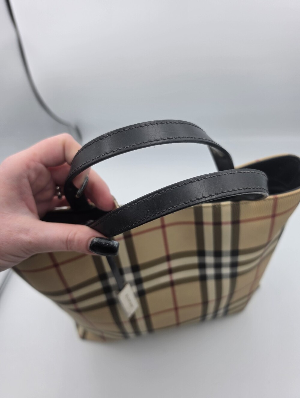 Burberry London House Check Beige & Black W/ PVC Handles / Nylon Tote (EUC)✨️ - Picture 3 of 16